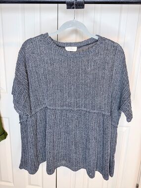 Hopely blouse/sweater short sleeve gray women size large